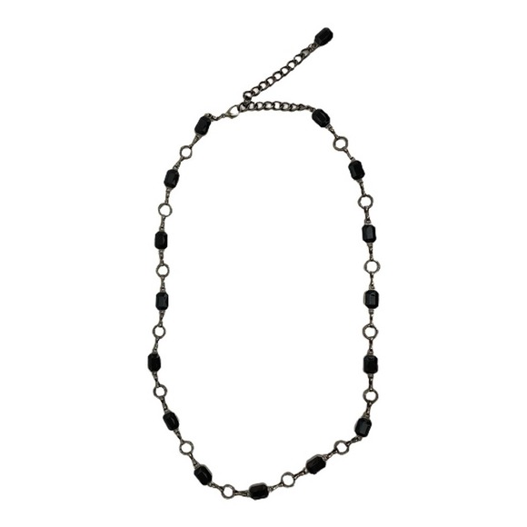 49. Costume Jewelry Black Rhinestones Necklace - Picture 2 of 4